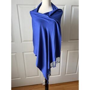 Collection 18 Royal Blue Viscose Shawl Wrap Fringe 68” x 21” Coastal Vacation